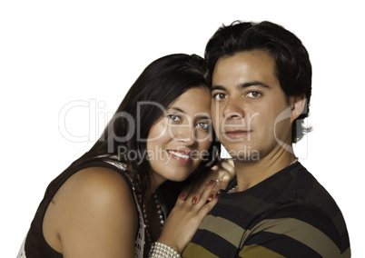 Attractive Hispanic Couple Portrait Isolated on White