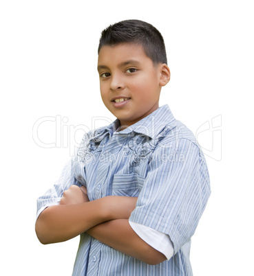 Young Hispanic Boy on White