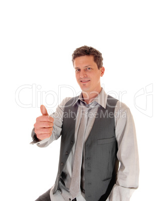 Businessman with thumb up.