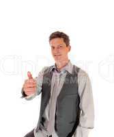 Businessman with thumb up.