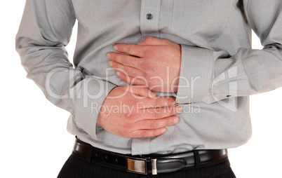 Man with stomach pain.