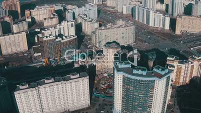 Flying Over of Residential Multistory Quarters, aerial view