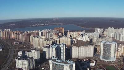 Flying Over of Residential Multistory Quarters, aerial view