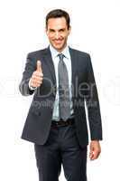 Businessman smiling and giving ok