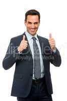 businessman smiling and giving ok