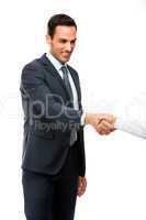 businessman smiling and shaking hand