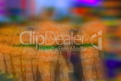 Abstract colouful background blur of soldiers marching