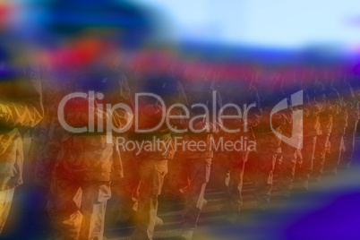 Abstract colouful background blur of soldiers marching