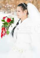 wedding dress and flowers veil