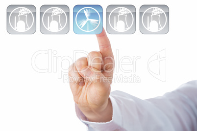 Finger Choosing Wind Energy Over Nuclear Icons