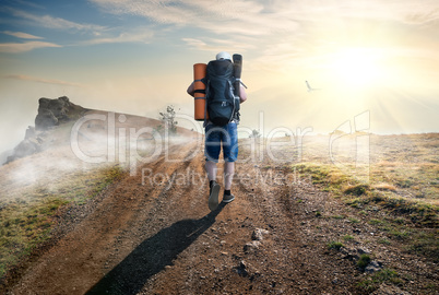 Climbing tourist