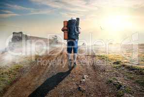 Climbing tourist