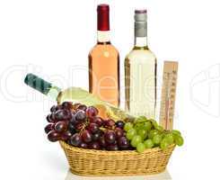 Verschiedene Weinsorten mit Trauben