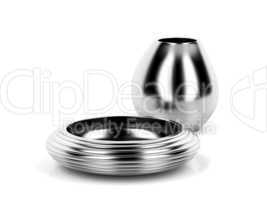 Silver vase and bowl
