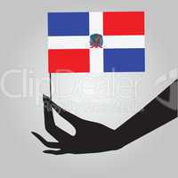 Hand with the Dominican Republic flag