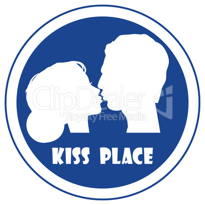 Special place for a kiss vector sign