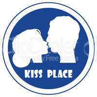 Special place for a kiss vector sign
