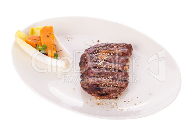 Grilled beef steak with seasoning