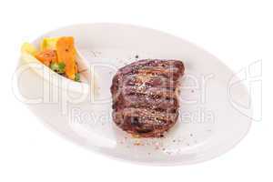 Grilled beef steak with seasoning