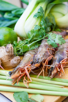 Ingredients for Thai tom yam soup