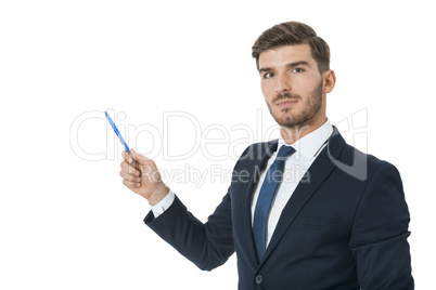 Stylish young businessman doing a presentation