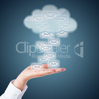 Open Palm Receiving Email Icons From The Cloud