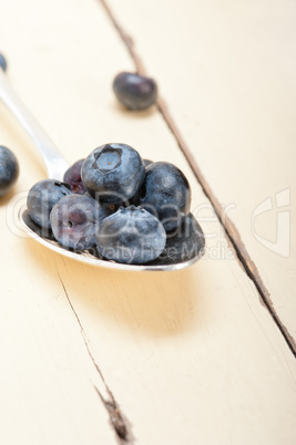 fresh blueberry on silver spoon