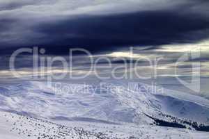 Winter mountains before storm