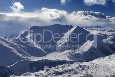 Snow mountains in nice evening