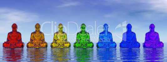 Chakra buddhas - 3D render