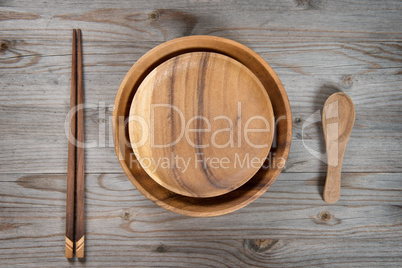 Empty plate, spoon and chopsticks