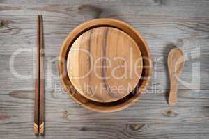 Empty plate, spoon and chopsticks