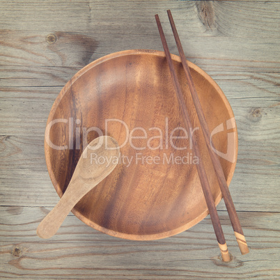 Empty plate and chopsticks in square composition.