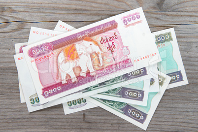 Myanmar kyat bank notes