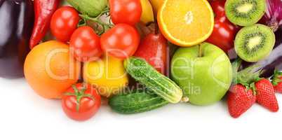 vegetables and fruits isolated on white background