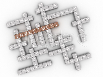 3d image Investment  issues concept word cloud background