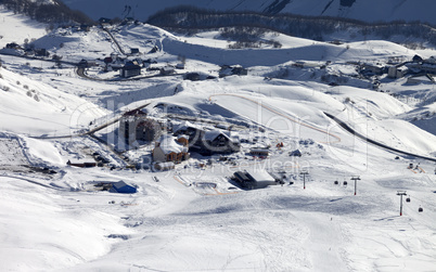 Top view on ski resort