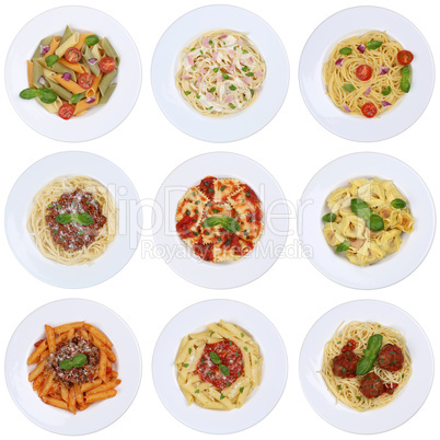 Sammlung von Spaghetti, Ravioli Nudeln Pasta Gericht Freisteller