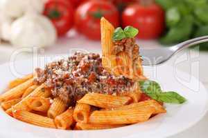Pasta Bolognese oder Bolognaise Sauce Nudeln essen