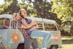 Hipster couple having fun together