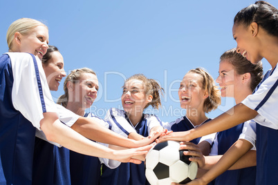 Pretty football players celebrating their win