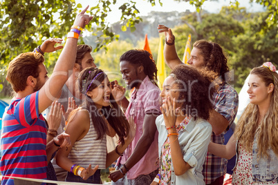 Happy hipsters dancing to the music Happy hipsters dancing to the music