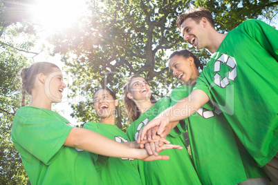 Happy environmental activists in the park