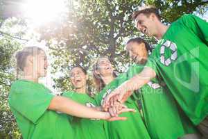 Happy environmental activists in the park