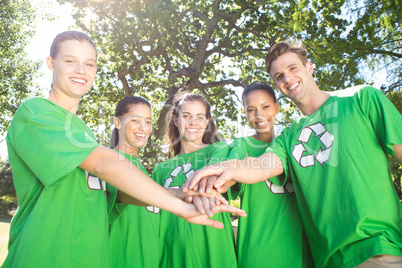 Happy environmental activists in the park