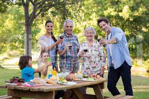 Extended family having an outdoor lunch