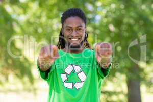 Happy environmental activist in the park