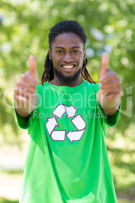 Happy environmental activist in the park