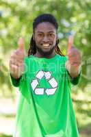 Happy environmental activist in the park