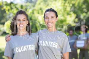 Happy volunteers in the park